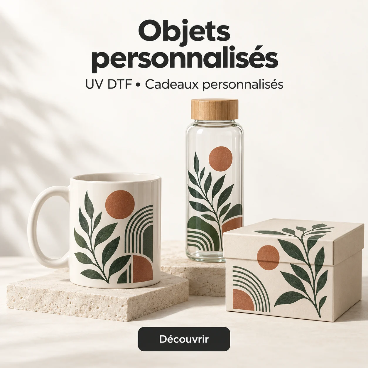 Objets personnalisés — UV DTF et cadeaux personnalisés