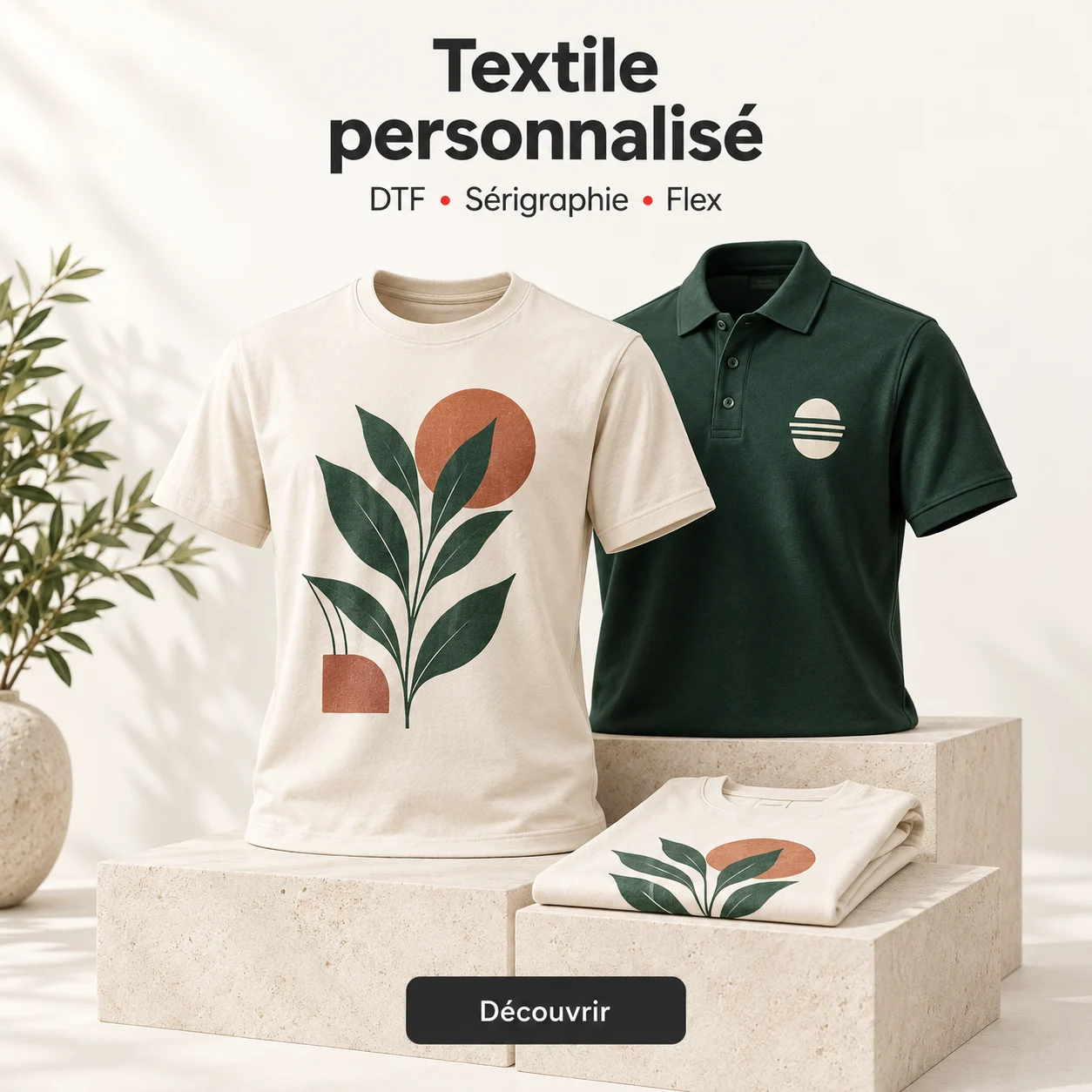 Textile personnalisé — DTF, Sérigraphie, Flex
